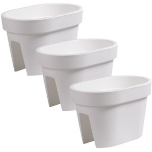 Komplet 3 sztuk skrzynek doniczek poręcz balustrada 39,5 cm x 27 cm Biały