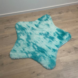 Miękki Pluszowy Dywanik Antypoślizgowy Shaggy Star Niebieski 60×60