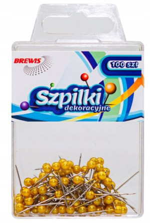 Szpilki Dekoracyjne Brewis 22mm 100 Sztuk Żółte