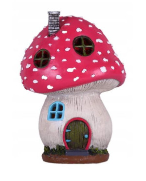 Domek Wróżki Grzybek Statuetka Ogrodowa Lampka