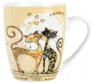Stylowy Kubek 100% Porcelana Zakochane Koty 360ml.