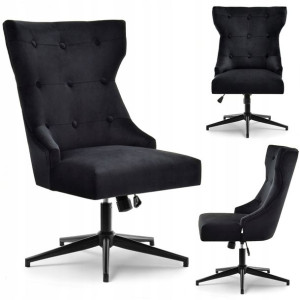 Designerski Fotel Do Salonu Elba Czarny Welur Na Czarnej Podstawie