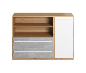 PLANO PN-05 - komoda 1d2s - dąb nash/biały/beton