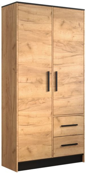 Szafa ubraniowa, garderoba MALTA 3 - 103 cm, dąb craft złoty