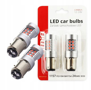 Żarówki LED P21/5W Czerwona STOPu 12/24V mocne