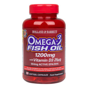 Omega 3 Fish Oil 1200 mg with Vitamin D3 (90 kaps.)