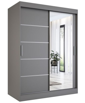 Antracytowa szafa przesuwna 150 cm - Lorenza 4X