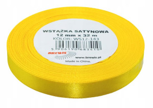 Wstążka Satynowa Ozdobna 12mm 32m J. Żółta Brewis