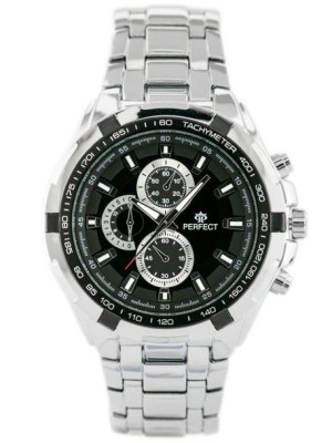 ZEGAREK MĘSKI PERFECT - MILTON - silver/black (zp112c)