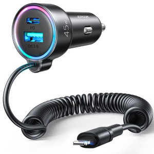 Szybka ładowarka samochodowa 3 w 1 z kablem Lightning 1,5m czarna APPLE