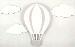 Lampka nocna LED balon chmurka w szare paski
