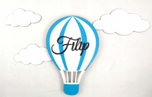 Lampka nocna LED balon chmurka z imieniem dziecka