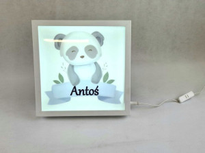 Lampka nocna obrazek PANDA prezent pamiątka + imię