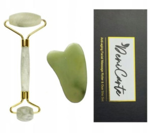 Masażer Jadeitowy Do Twarzy Roller + Gua Sha