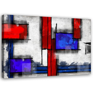 OBRAZ NA PŁÓTNIE Abstrakcja Niebiesko Czerwona 60x40