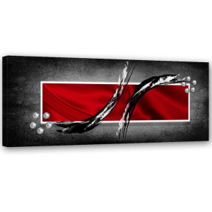 OBRAZ NA PŁÓTNIE Abstrakcja Czerwony Szary 120x40