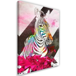 OBRAZ NA PŁÓTNIE Zebra Abstrakcja Kolorowy 70x100