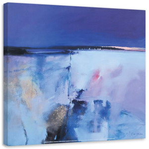 OBRAZ NA PŁÓTNIE Akwarela Niebieska Abstrakcja 40x40
