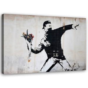 OBRAZ NA PŁÓTNIE Banksy Mural Street Art 90x60