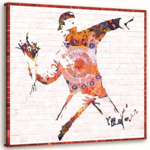 OBRAZ NA PŁÓTNIE Banksy Street art Kwiaty 50x50