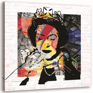 OBRAZ NA PŁÓTNIE Banksy Królowa Angielska 50x50