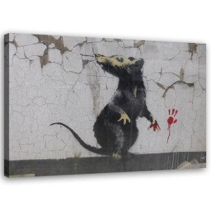 OBRAZ NA PŁÓTNIE Banksy Street Art Szczur 100x70