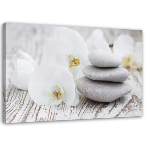 OBRAZ NA PŁÓTNIE Orchidea Kamienie Zen Spa 90x60