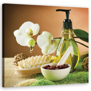 OBRAZ NA PŁÓTNIE Biała Orchidea Zen Spa 50x50