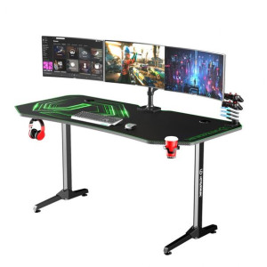 ULTRADESK Biurko dla gracza FRAG XXL GREEN, 160 x 75 cm, 75 cm, uchwyty na