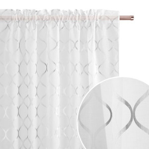 Firana Carrie Silver Taśma 140x250 Biało Sreb