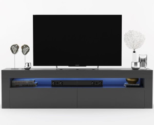Nowoczesna Szafka RTV Grafit wysoki połysk 155 cm Komoda RTV LED