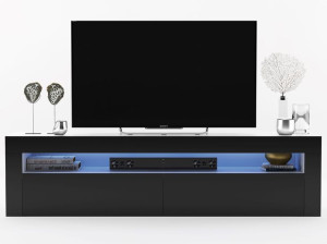 Nowoczesna Szafka RTV komoda RTV Czarny wysoki połysk 155 cm LED