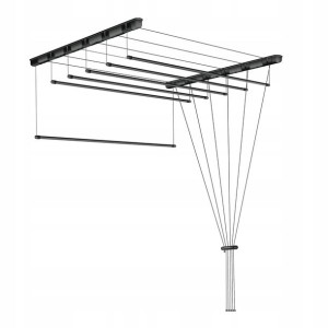Czarna Suszarka Sufitowa Na Pranie 6 Prętów 130 Cm
