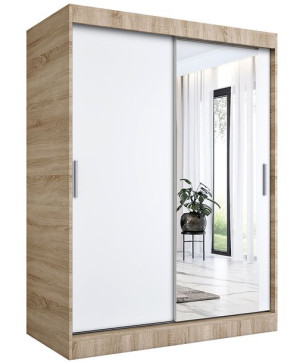 Szafa przesuwna dąb sonoma + biały 150 cm - Palmira 4X
