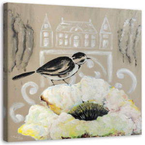 OBRAZ NA PŁÓTNIE Kwiat Pastelowy Beżowy 60x60