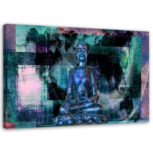 OBRAZ NA PŁÓTNIE ABSTRAKCYJNY Buddha turkus 100x70