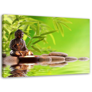 OBRAZ NA PŁÓTNIE Buddha Bambus Kamienie Zen 90x60