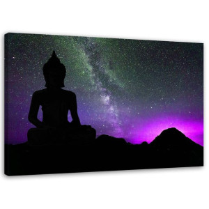 OBRAZ NA PŁÓTNIE Buddha i zorza polarna 90x60