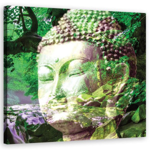 OBRAZ NA PŁÓTNIE Budda Las Zielony 30x30
