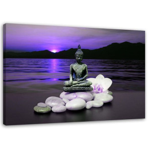OBRAZ NA PŁÓTNIE Buddha Fiolet Zen Kamień 100x70