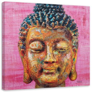 OBRAZ NA PŁÓTNIE Buddha Tło Różowe Zen Spa 60x60