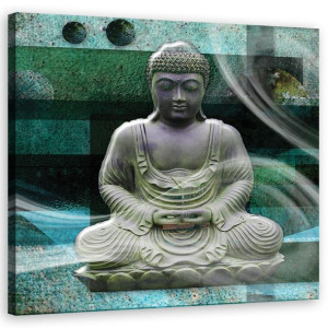 OBRAZ NA PŁÓTNIE Budda Posąg Zielony 30x30