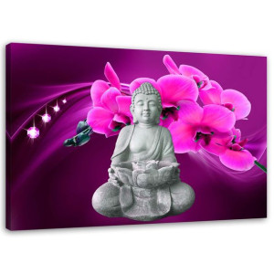 OBRAZ NA PŁÓTNIE Buddha Różowa Orchidea 100x70