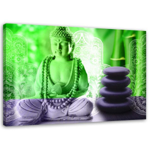 OBRAZ NA PŁÓTNIE Buddha zielony zen spa 100x70