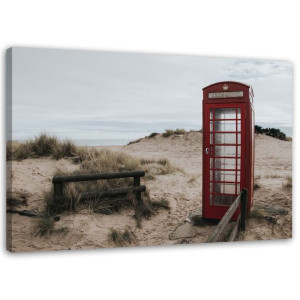OBRAZ NA PŁÓTNIE Plaża Londyn Budka Telefon 60x40
