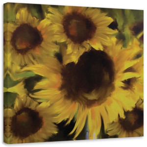 OBRAZ NA PŁÓTNIE Słoneczniki Kwiaty Żólty 30x30