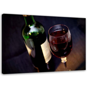OBRAZ NA PŁÓTNIE Czerwone Wino Butelka 90x60