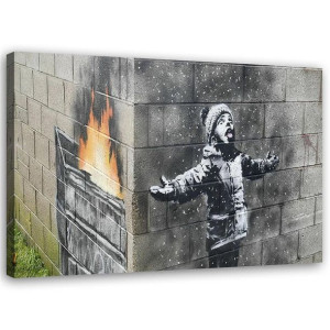 OBRAZ NA PŁÓTNIE Banksy Mural Chłopiec 90x60