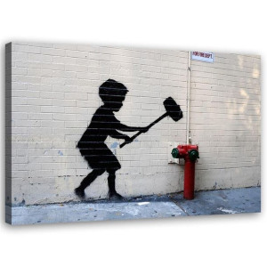 OBRAZ NA PŁÓTNIE Banksy Chłopiec z młotem 100x70