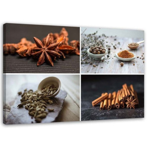 OBRAZ NA PŁÓTNIE Zestaw Cynamon Przyprawy 90x60